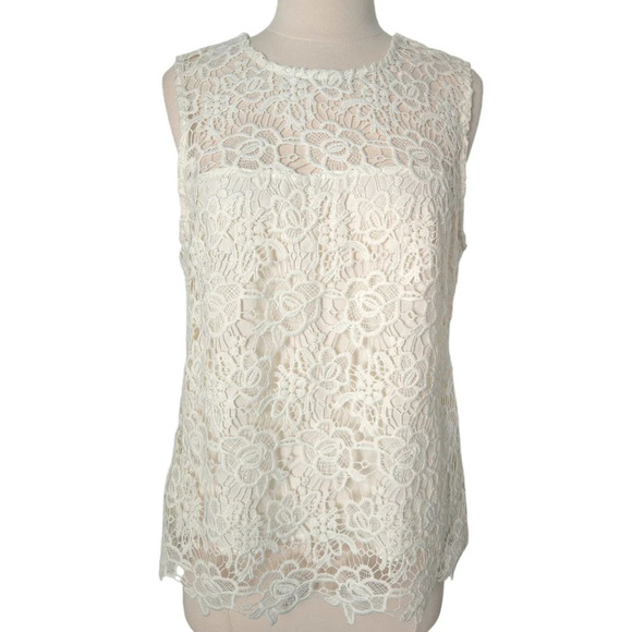 Nanette Lepore Ivory Floral Lace Sleeveless Top - Picture 3 of 8